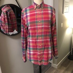 J crew button up - pink plaid